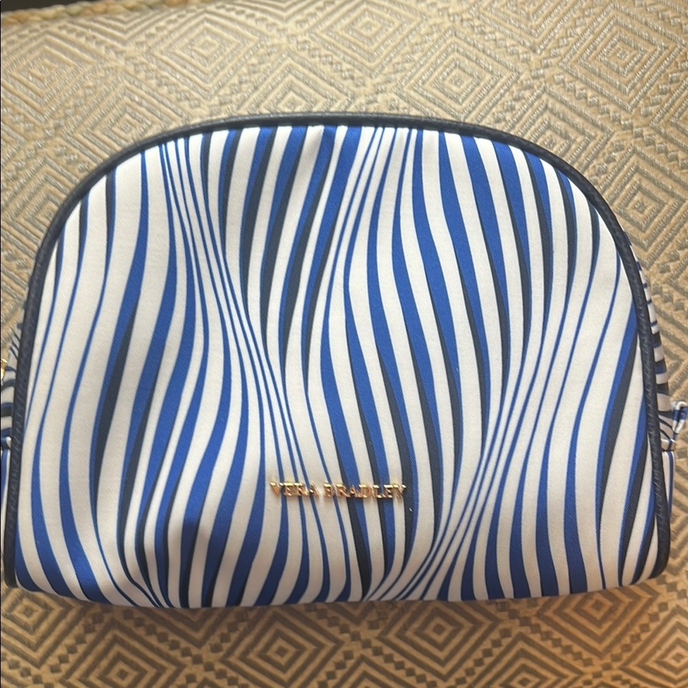 Vera Bradley make up bag Blue and White Striped Women's NWT